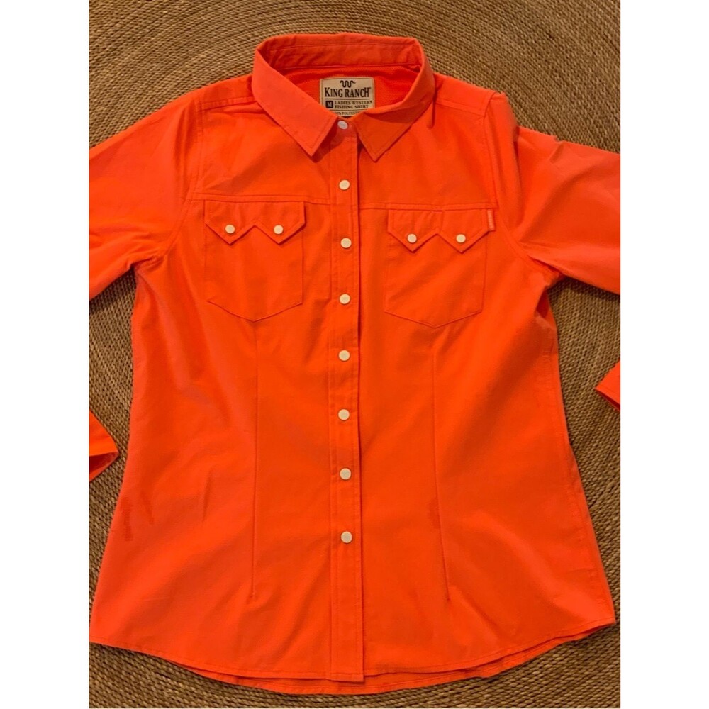 King Ranch Bright Orange Snap-Front Western Shirt
